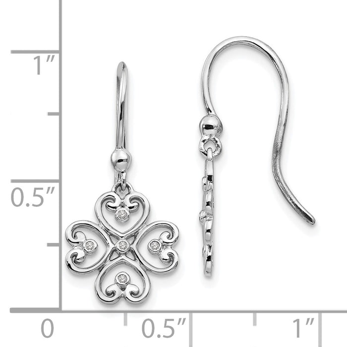 Shop Stylish White Ice Sterling Silver Diamond Heart Dangle Earrings - 4 Hearts-4