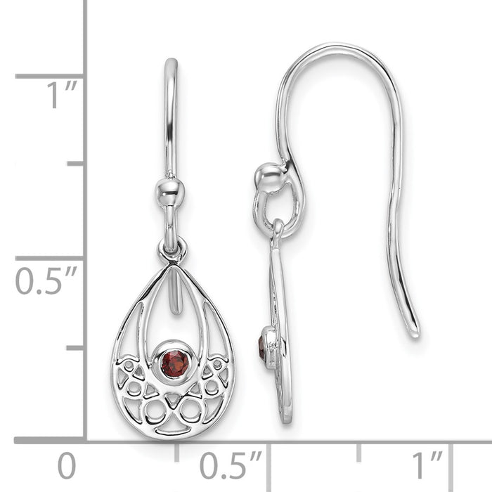 Buy Exclusive Rhodium-Plated Sterling Silver Garnet Earrings - Stylish & Affordable-4