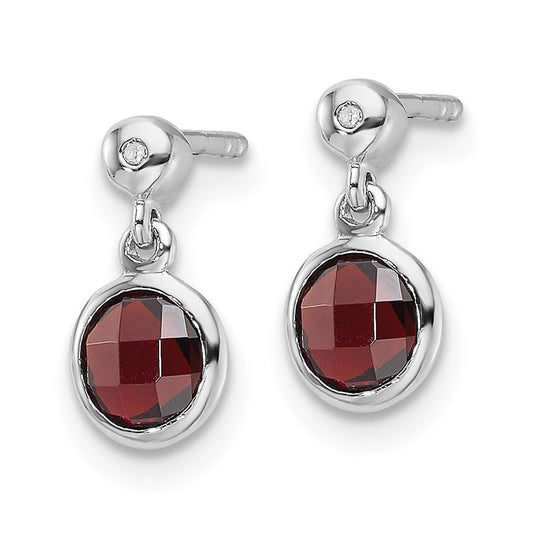 Exclusive White Ice Rhodium-Plated Sterling Silver Garnet Dangle Earrings