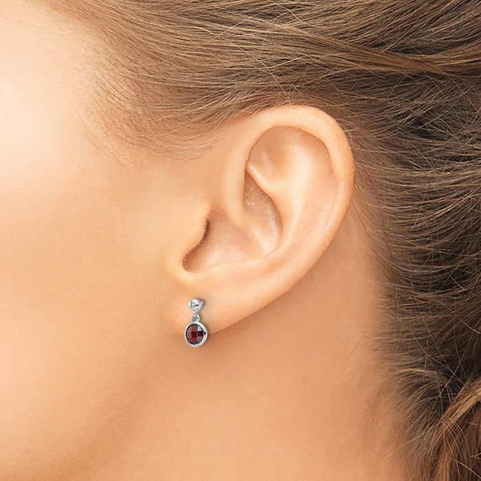 Exclusive White Ice Rhodium-Plated Sterling Silver Garnet Dangle Earrings-3