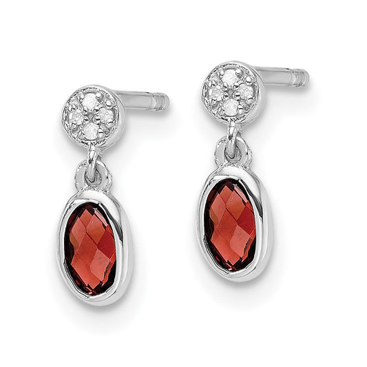 Buy Stylish White Ice Rhodium-Plated Sterling Silver Diamond & Garnet Earrings