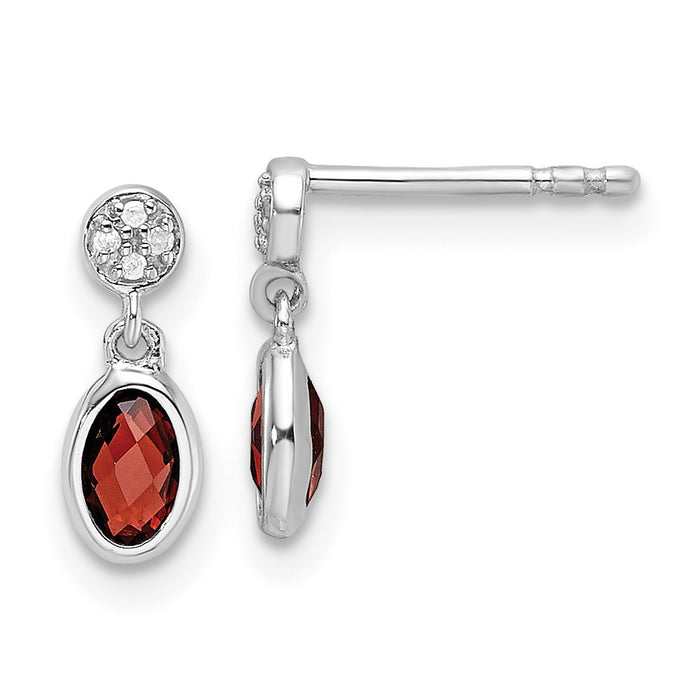 Buy Stylish White Ice Rhodium-Plated Sterling Silver Diamond & Garnet Earrings-1