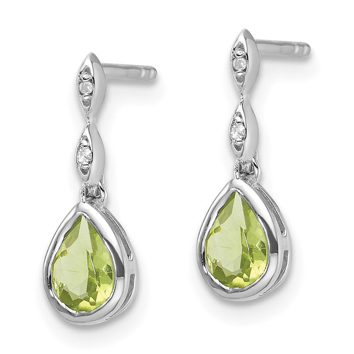 Buy Designer White Ice Sterling Silver Teardrop Earrings with Diamond & Peridot-2