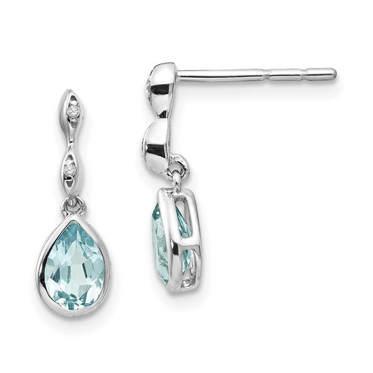 Exclusive White Ice Rhodium-Plated  Sterling Silver Teardrop Earrings, Stylish Blue Topaz & Diamond Accents, Affordable Luxury