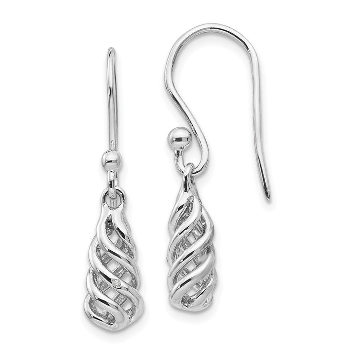Shop Exclusive White Ice Sterling Silver Diamond Spiral Dangle Earrings - Stylish!-1