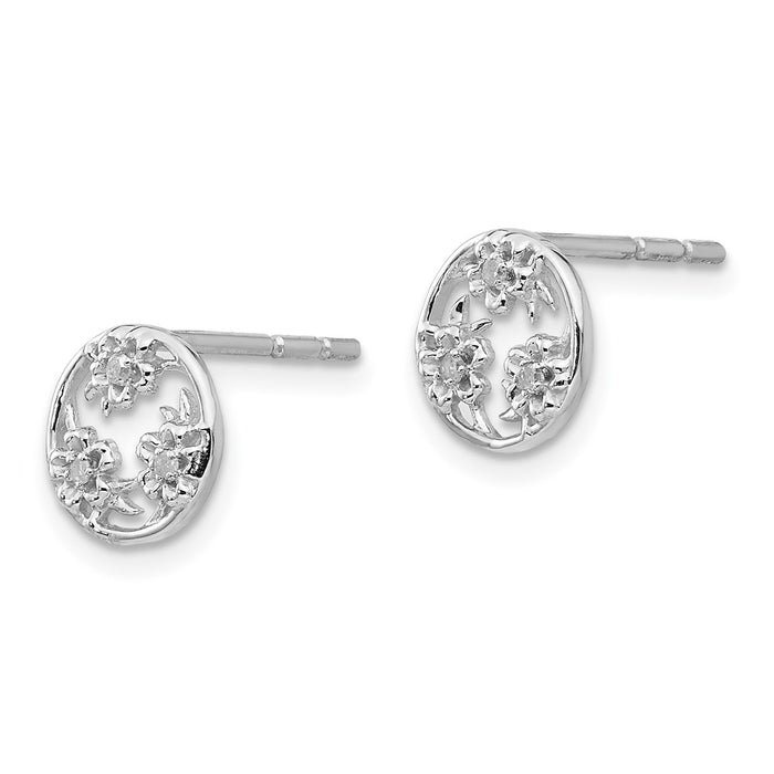 Buy Stylish Rhodium-Plated Sterling Silver Flower Stud Earrings, 0.85mm-2