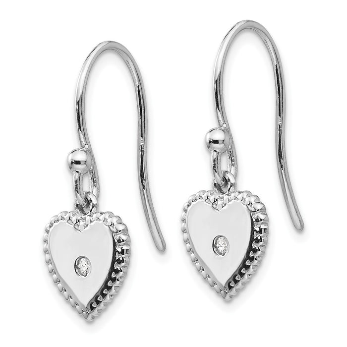 Exclusive White Ice Rhodium-Plated Heart Dangle Earrings | Stylish Silver & Diamonds-2
