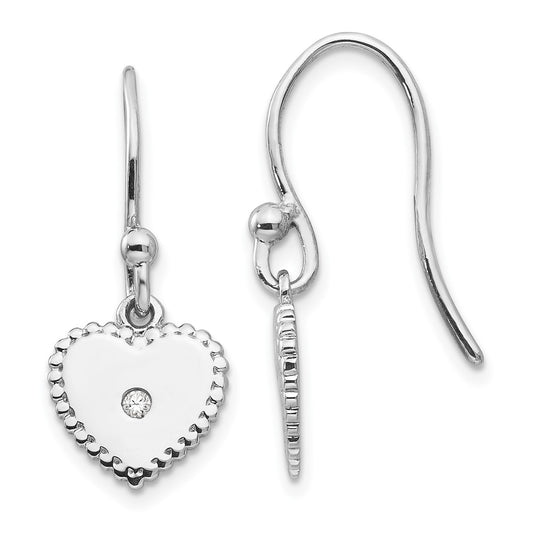 Exclusive White Ice Rhodium-Plated Heart Dangle Earrings | Stylish Silver & Diamonds