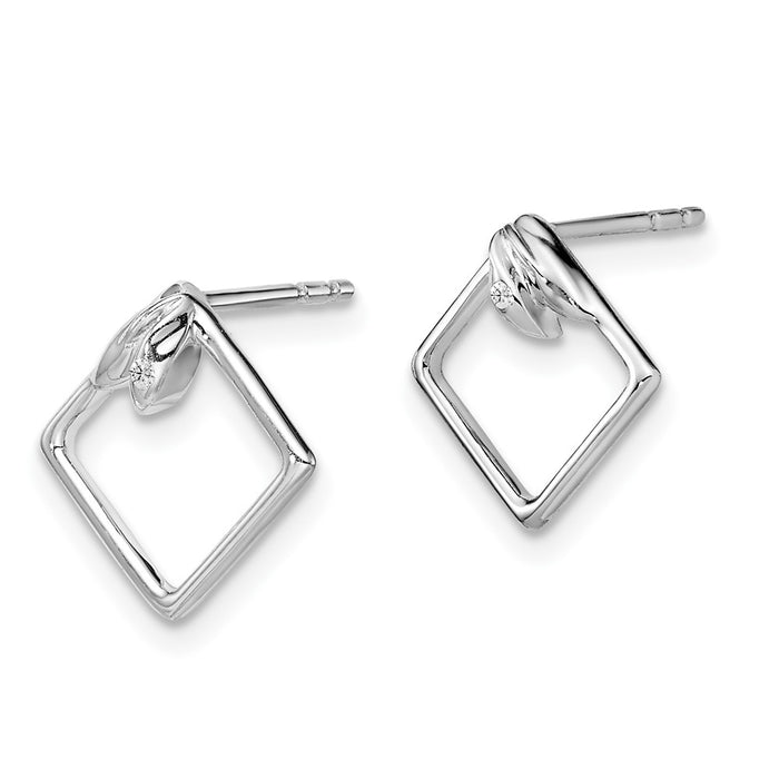 High-quality White Ice Rhodium-Plated Sterling Silver Earrings with Diamonds-2