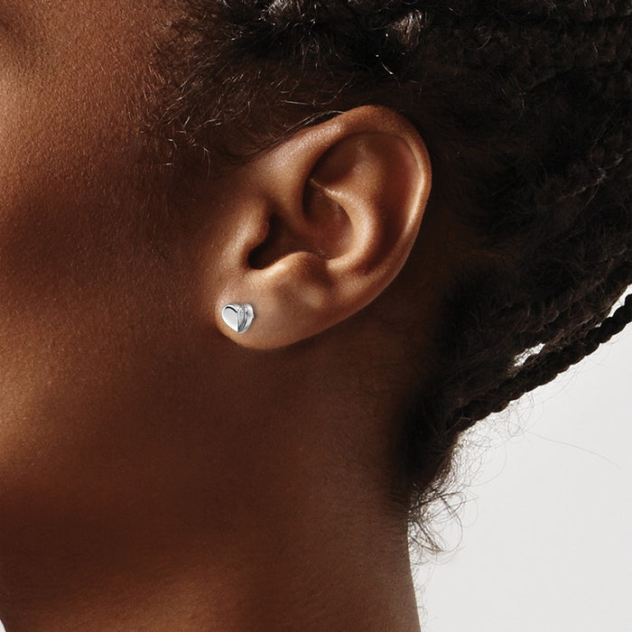 Buy Exclusive White Ice Rhodium-Plated Sterling Silver Diamond Heart Earrings, Stylish & Affordable!-3