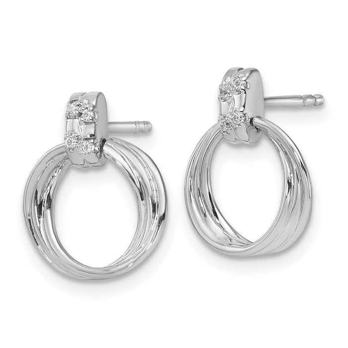 Exclusive White Ice Rhodium-Plated Sterling Silver Diamond Circle Earrings - Stylish & Affordable!-2