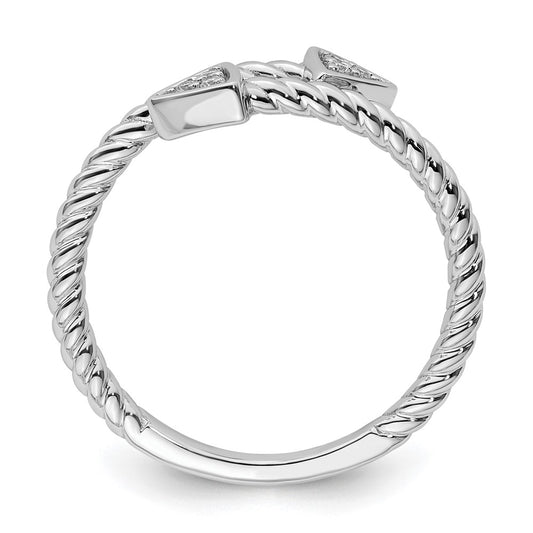 High-Quality Rhodium-Plated Sterling Silver Diamond Arrow Ring - Stylish Value!