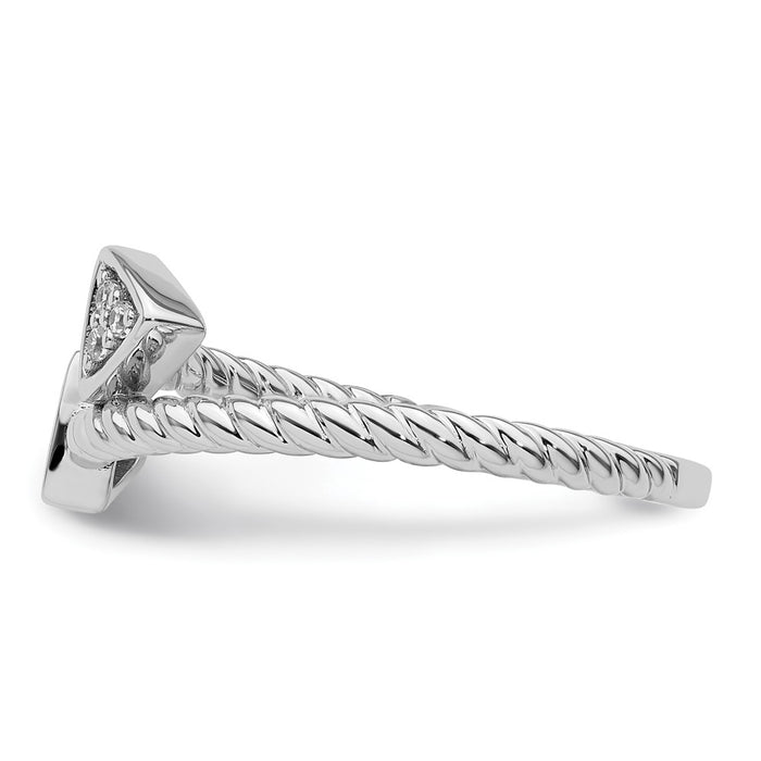 High-Quality Rhodium-Plated Sterling Silver Diamond Arrow Ring - Stylish Value!-3