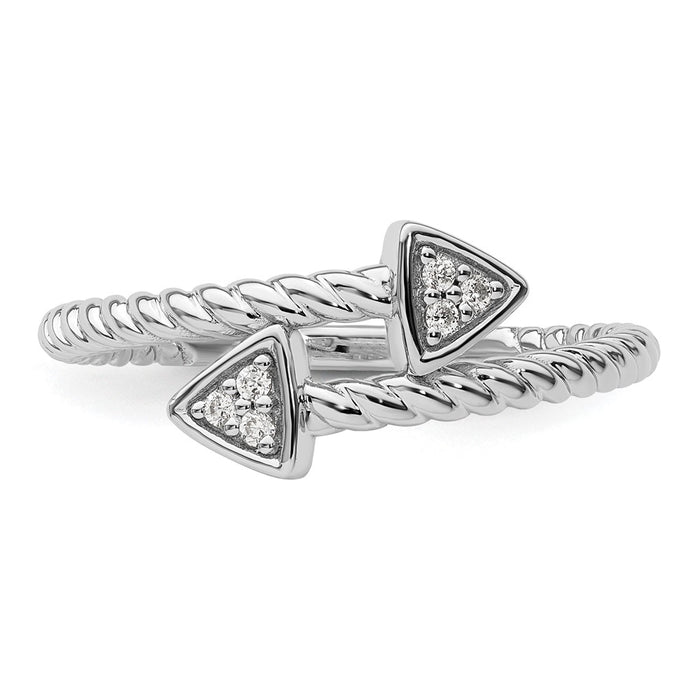 High-Quality Rhodium-Plated Sterling Silver Diamond Arrow Ring - Stylish Value!-4