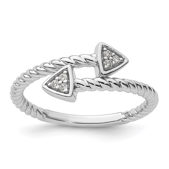 Exclusive Rhodium-Plated Sterling Silver Diamond Arrow Ring - Stylish Design-1