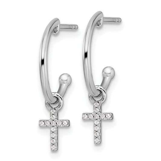 Exclusive White Ice Rhodium-Plated Sterling Silver Diamond Cross Earrings - Stylish Value