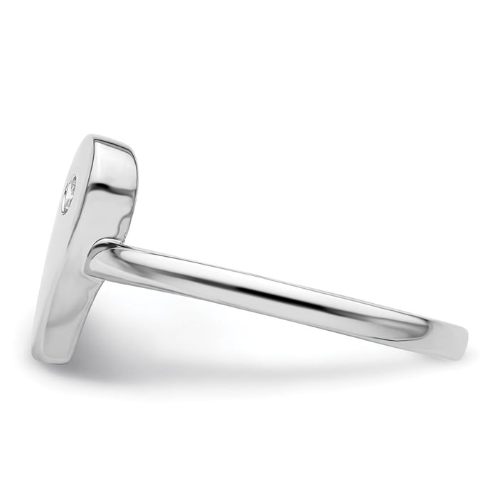 Shop Stylish Rhodium-Plated Sterling Silver Diamond Heart Ring | 14K Luxury Finish-3