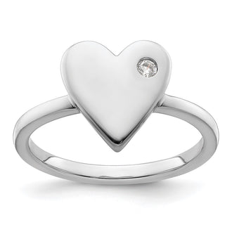 Shop Exclusive Rhodium-Plated Sterling Silver Diamond Heart Ring - Stylish Elegance!