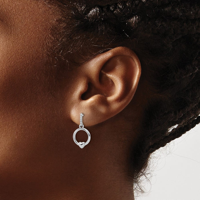 Buy Stylish White Ice Rhodium-Plated Sterling Silver Diamond Heart Earrings-3