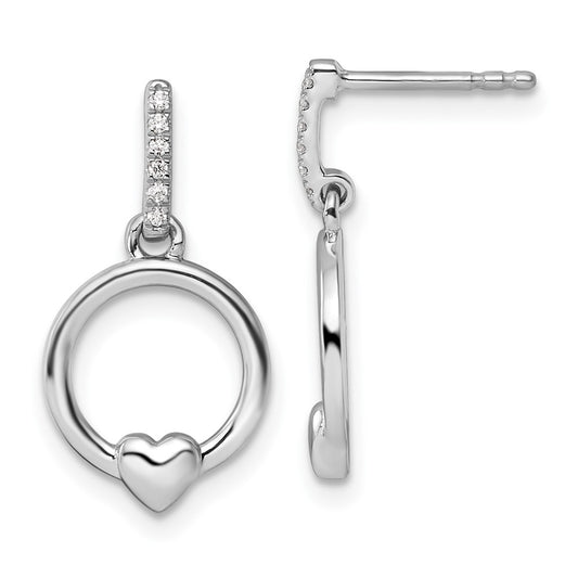 Buy Stylish White Ice Rhodium-Plated Sterling Silver Diamond Heart Earrings