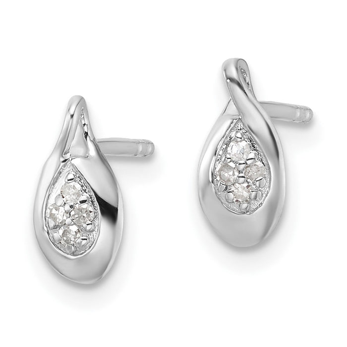 High-Quality White Ice Rhodium-Plated Sterling Silver Diamond Stud Earrings - Stylish Value!-2