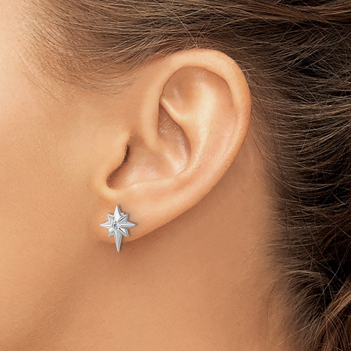 Shop Exclusive Rhodium-Plated Sterling Silver Star Diamond Earrings, Affordable Luxury-3