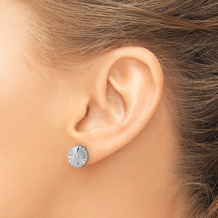 Designer White Ice Sterling Silver Rhodium-Plated Diamond Circle Earrings - Stylish Value-3