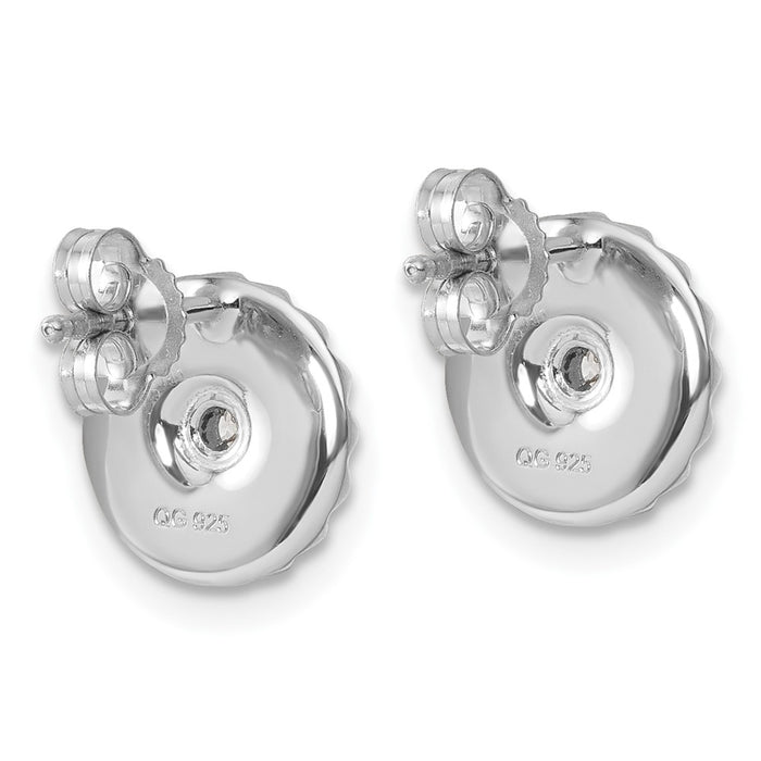 Designer White Ice Sterling Silver Rhodium-Plated Diamond Circle Earrings - Stylish Value-4
