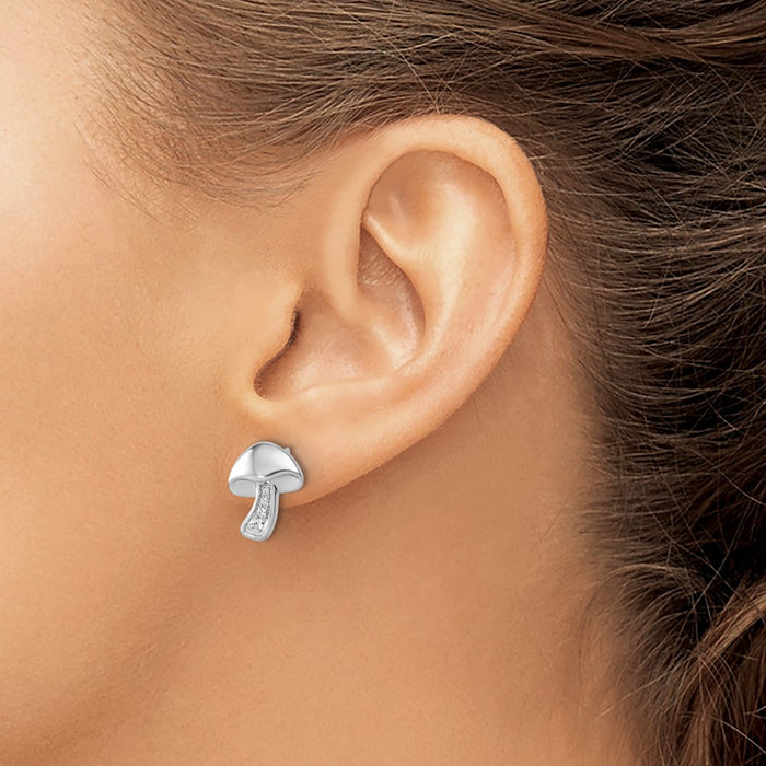 Exclusive White Ice Rhodium-Plated Silver Diamond Mushroom Earrings - Stylish & Affordable-3