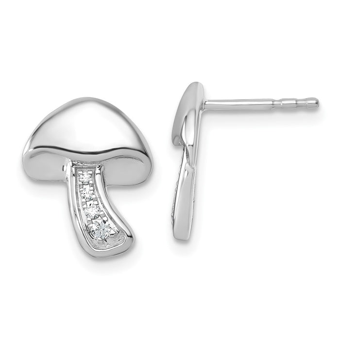 Exclusive White Ice Rhodium-Plated Silver Diamond Mushroom Earrings - Stylish & Affordable-1