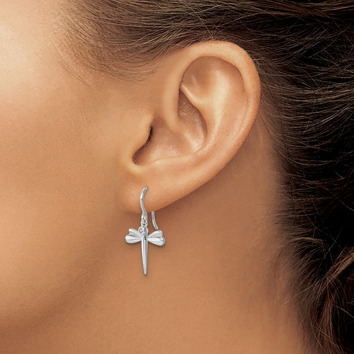 Buy Stylish White Ice Rhodium-Plated Silver Diamond Dragonfly Earrings - 14K Gold-3
