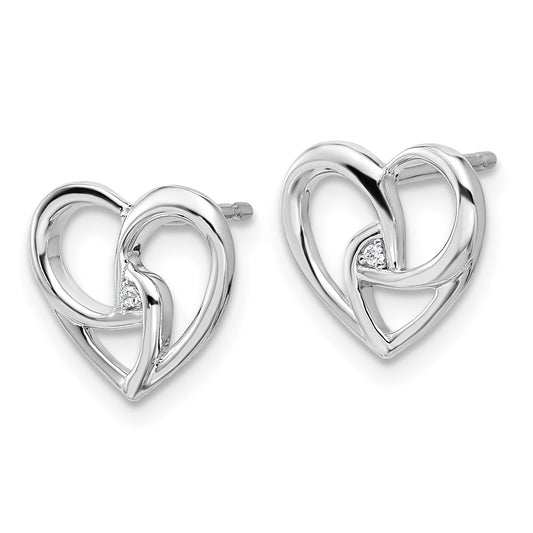 Exclusive White Ice Rhodium-Plated Sterling Silver Diamond Heart Earrings