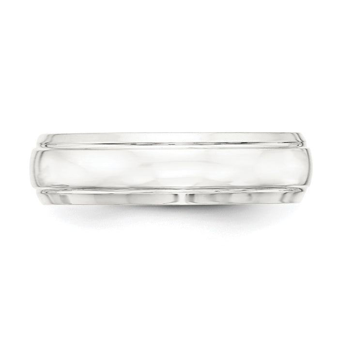 Shop Stylish 6mm Sterling Silver Domed Band - Exclusive Grooved Edge, Size 12-3