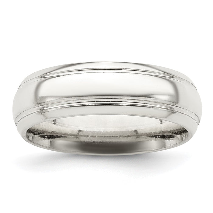 Exclusive 6mm Sterling Silver Polished Fancy Band - Stylish Size 13 & Value!-1