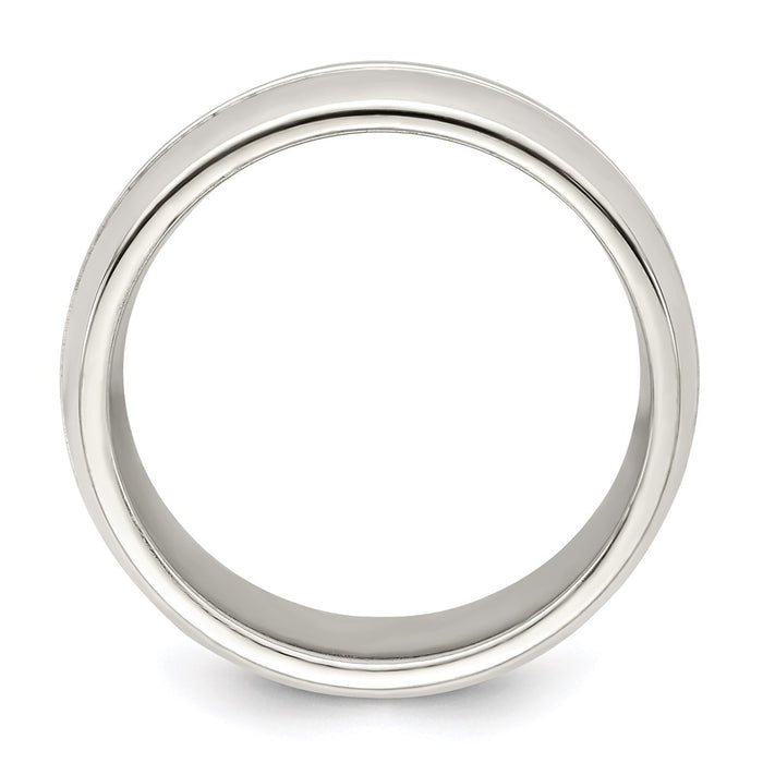 Shop Stylish 7mm Domed Grooved Fancy Band in Polished Sterling Silver - Size 10-2