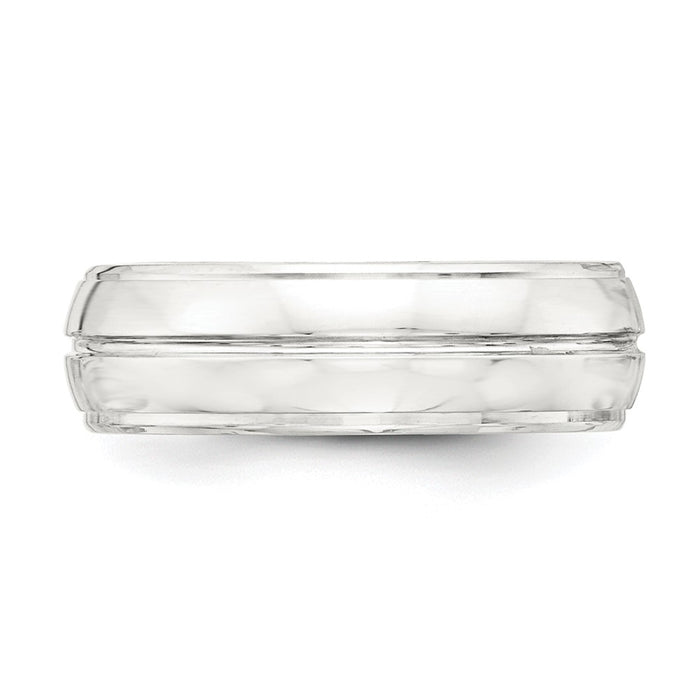 Shop Stylish 7mm Domed Grooved Fancy Band in Polished Sterling Silver - Size 10-3
