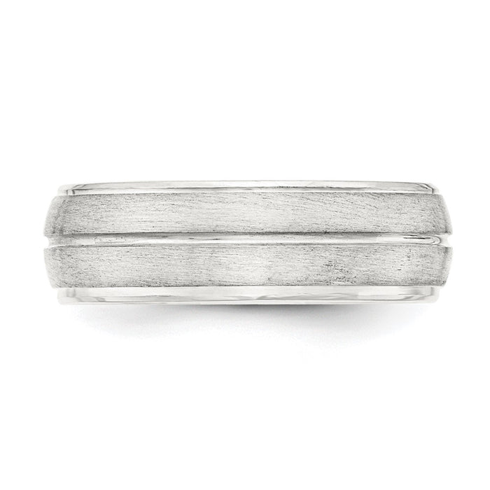 High-Quality Sterling Silver 7mm Grooved Fancy Band - Size 13.5, Stylish Value-3