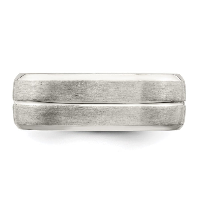 High-Quality Sterling Silver 7mm Grooved Fancy Band - Size 13.5, Stylish Value-4