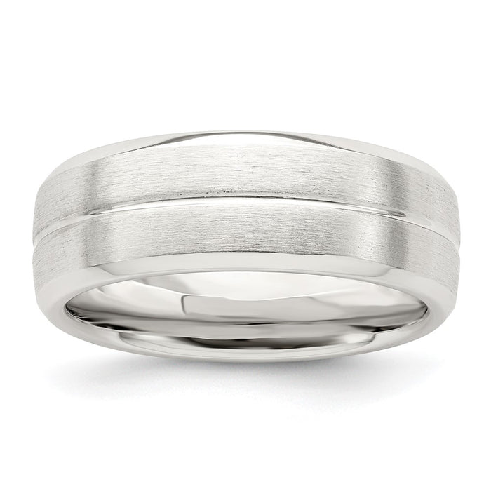 High-Quality Sterling Silver 7mm Grooved Fancy Band - Size 13.5, Stylish Value-1