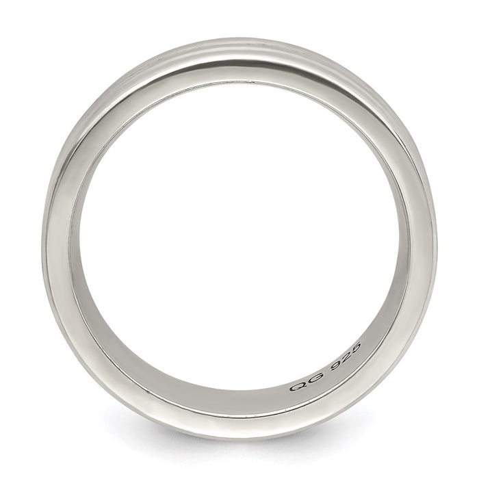 Buy Stylish 6mm Polished Sterling Silver Flat Grooved Band - Size 11-2