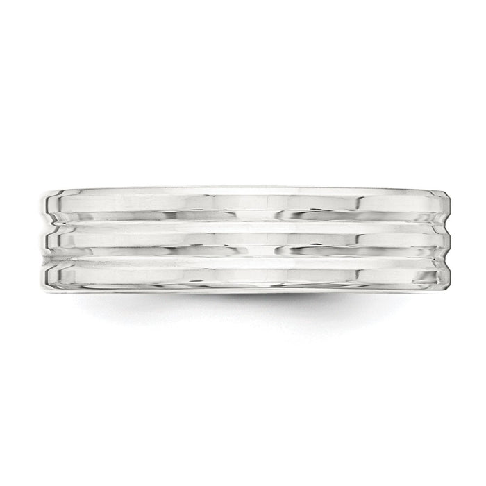 Exclusive 6mm Polished Sterling Silver Fancy Band - Stylish Size 12.5-3