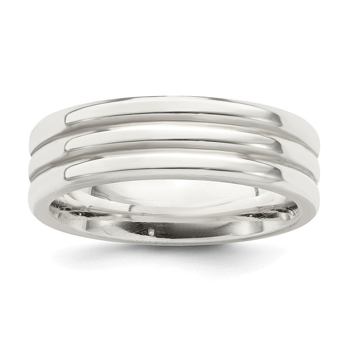 Exclusive Polished Sterling Silver 6mm Flat Grooved Band - Size 9.5, Affordable Price-1