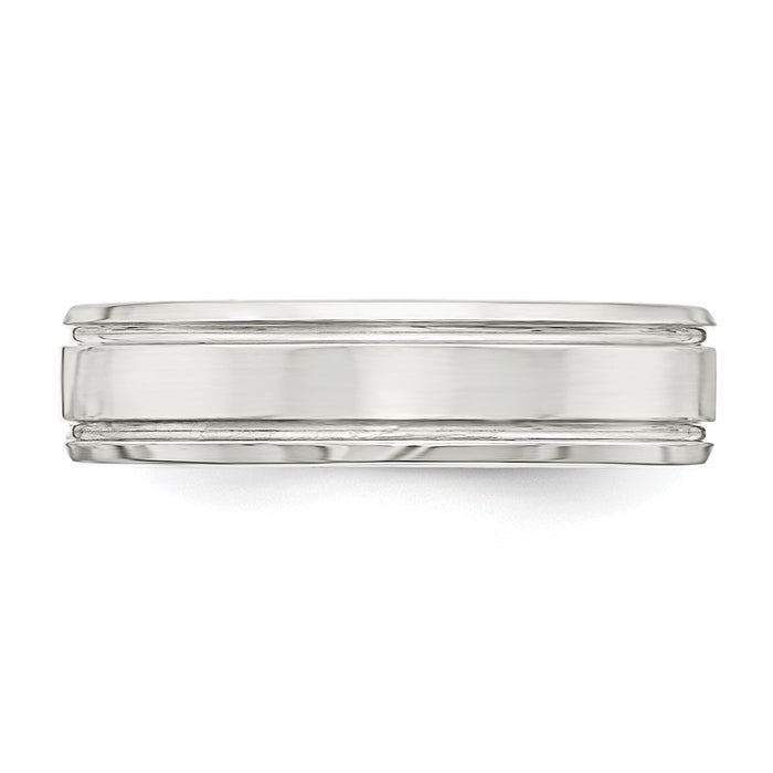 High-Quality 6mm Sterling Silver Beveled Edge Band - Stylish Size 7 Ring-3