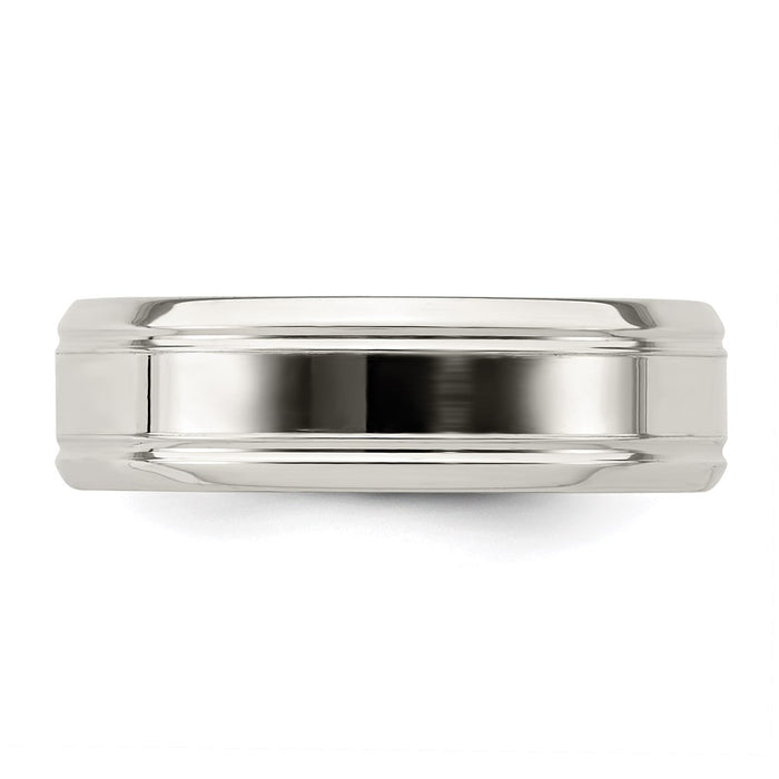 High-Quality Sterling Silver 6mm Beveled Edge Fancy Ring - Size 13.5, Stylish Value-4