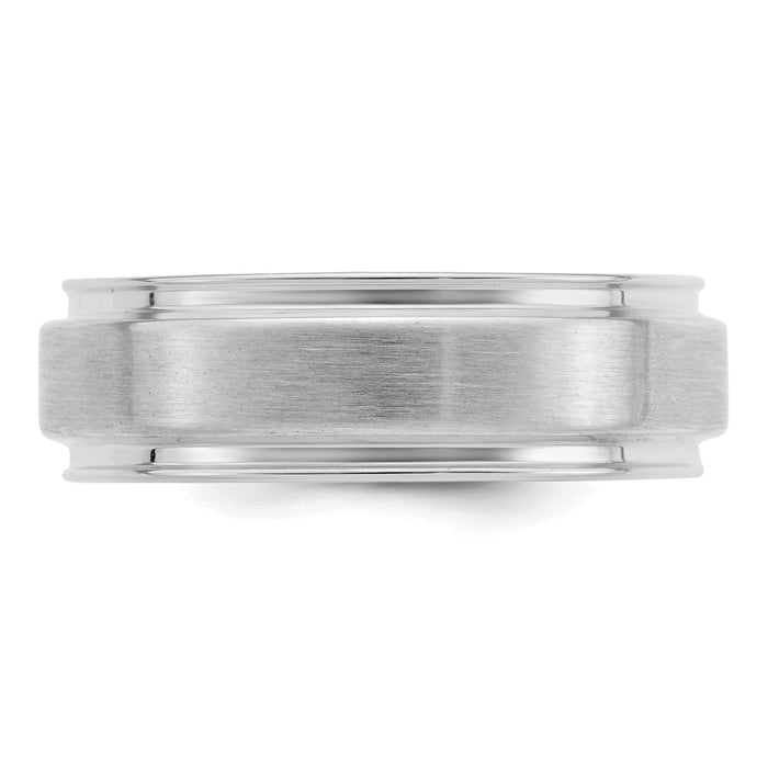 Buy Stylish Rhodium-Plated Sterling Silver 6mm Brushed Band - Size 7.5-3