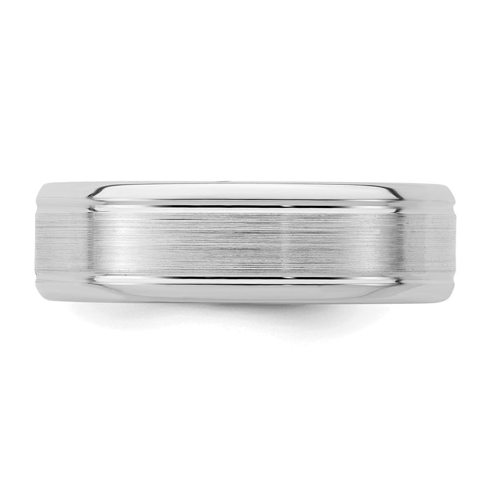 Buy Stylish Rhodium-Plated Sterling Silver 6mm Brushed Band - Size 12.5-4