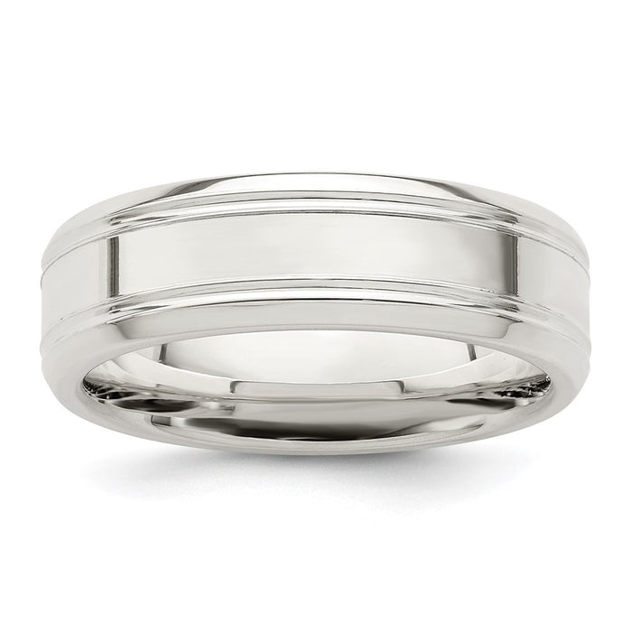Shop Stylish 6mm Sterling Silver Beveled Edge Ring - Size 7.5, Affordable Price-1