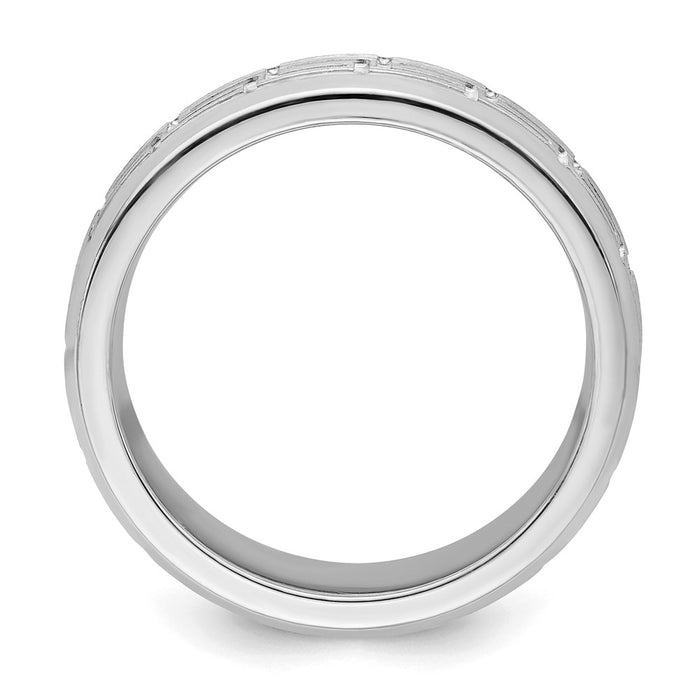 Shop Stylish Rhodium-Plated Sterling Silver 6mm Brushed Band - Size 8.5-2