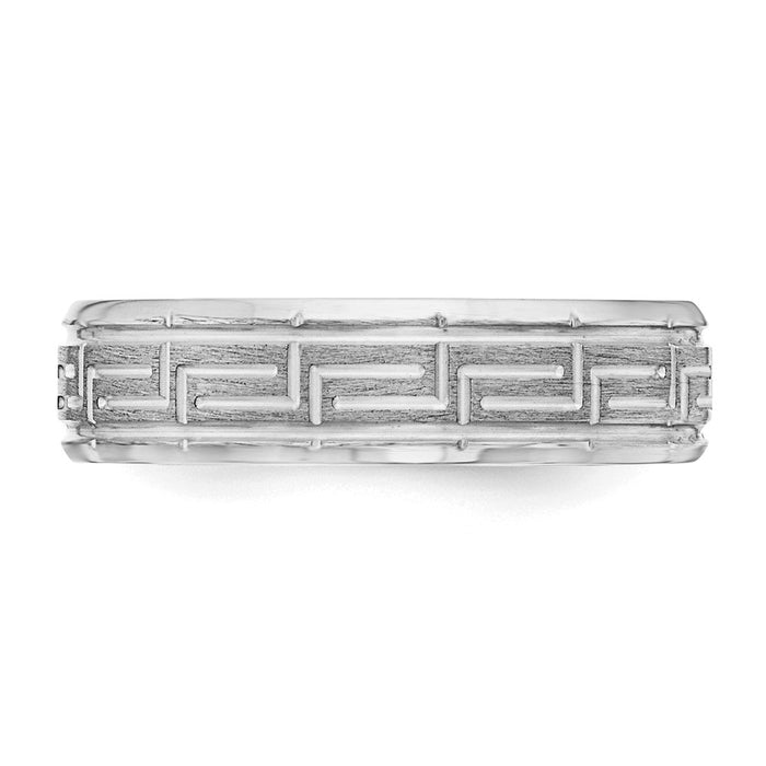 High-Quality Sterling Silver Rhodium-Plated 6mm Fancy Band - Size 8, Affordable-3