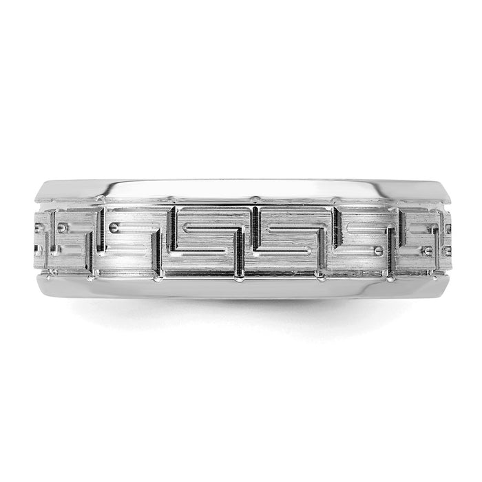 Shop Stylish Rhodium-Plated Sterling Silver 6mm Fancy Band Ring - Size 7.5-4